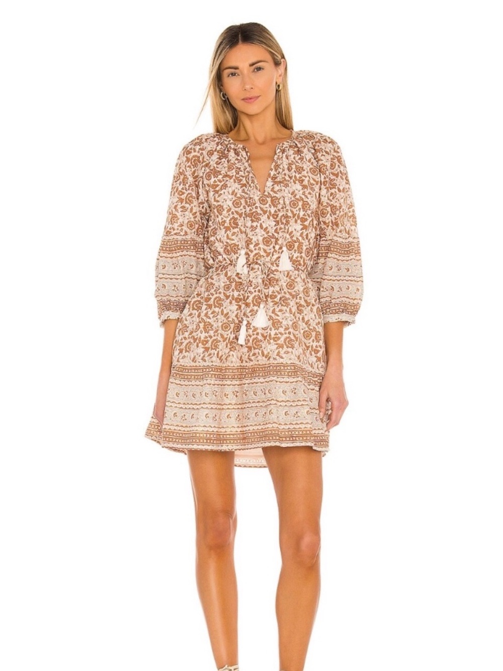 Cleobella Rosy Mini Dress in Tamil Block Print, size M
